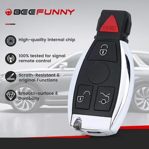 Miniatura 6 de Beefunny 315MHz Llave de Reemplazo Inteligente con 4 Botones 3+1 para Control Remoto de Mercedes-Benz Compatible con NEC & BGA 2000-2014, 705 Moto