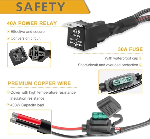 Miniatura 4 de Arnés de cableado de 1 cable, Rfroad Lighting Kit de arnés de cableado resistente de 12V con interruptor de balancín de nylon para barra de luz LED