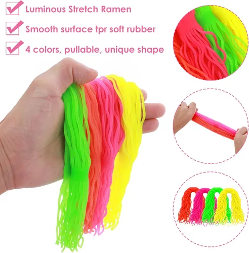Miniatura 3 de Prasacco 4 piezas de fideos ramen juguete para la ansiedad, bola de espagueti, juguete para la ansiedad para aliviar el estrés
