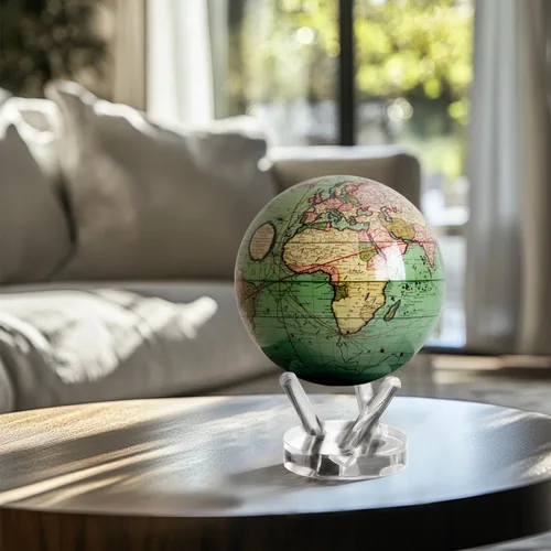 Miniatura 6 de MOVA Globe - Antiguo Cassini Green Classic (4.5 pulgadas) Globo de escritorio giratorio alimentado por energía solar Regalo decorativo clásico