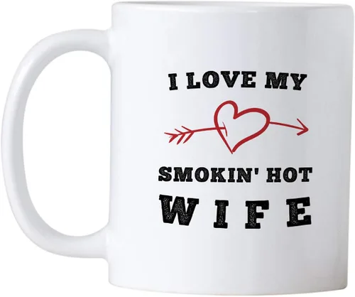 Miniatura 2 de Regalo sexy para esposa en cumpleaños o día de San Valentín. I Love My Smokin Hot Wife. Taza de café romántica de 11 onzas. Idea de regalo divertida