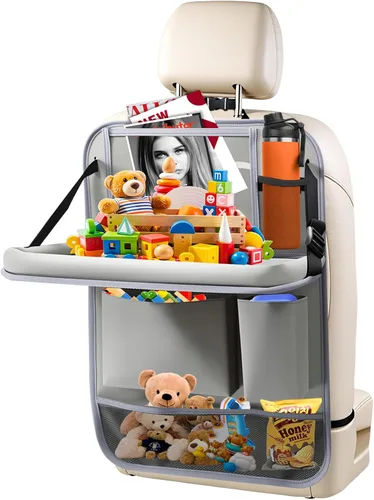 Miniatura 14 de Organizador de asiento trasero de automóvil, paquete de 2 organizadores de asiento trasero de automóvil con soporte para tableta de 11 pulgadas, 10