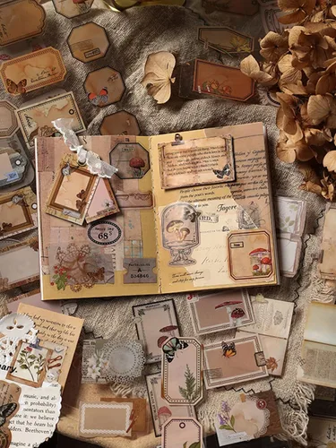 Miniatura 3 de Pegatinas de Junk Journal para Scrapbooking, 120 Piezas de Pegatinas Decorativas Retro de Flores Mariposas Naturaleza Poema Sello Letra para Álbum