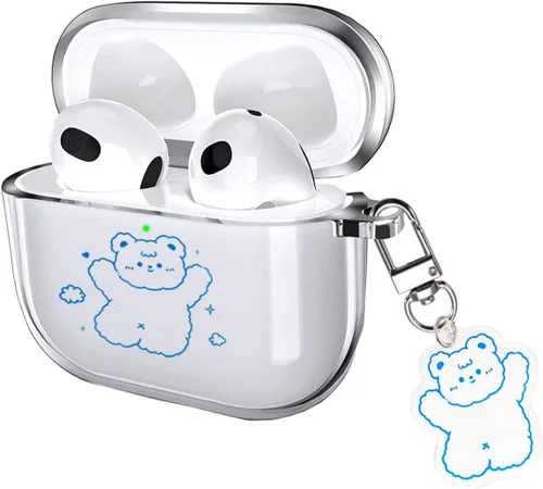 Miniatura 10 de Funda para AirPods 4 2024 con mosquetón de llavero, funda transparente para AirPods 4, diseño de anime, funda suave con adornos para niños, niñas