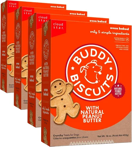 Miniatura 12 de Buddy Biscuits Golosinas crujientes para perros, mantequilla de maní, caja de 16 onzas