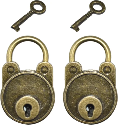 Aifeier ET 2 piezas Mini candado de bronce antiguo en forma de oso con llave para cofre del tesoro, cuaderno de madera, caja de gabinete de maleta,