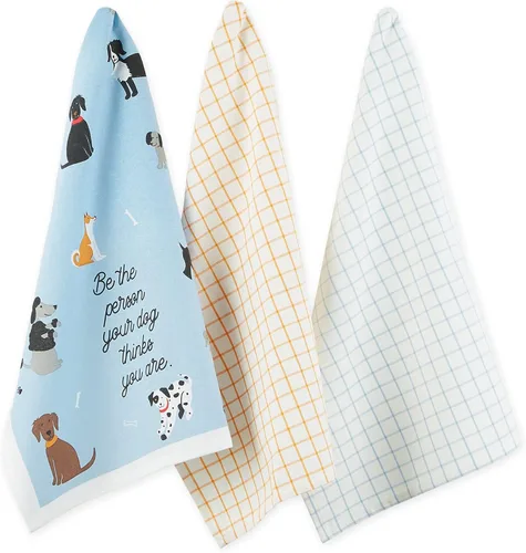 DII Everyday Pets Kitchen Collection - Juego de paños de cocina absorbentes, 18x28, Dog Person, 3 unidades Perro Persona