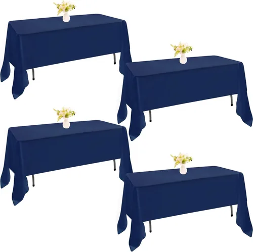 Miniatura 58 de Paquete de 4 manteles rectangulares de poliéster lavables de 60 x 102 pulgadas, color blanco, para mesas de comedor, bodas, bufés, fiestas