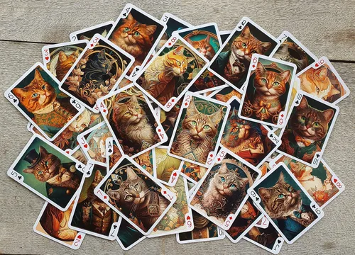 Miniatura 4 de Art Nouveau Gato Retratos Naipes (Poker Deck 54 Cartas Todas Diferentes) Art Nouveau Art Deco Retratos de Gatos Victorianos Carteles Artnouveaucat
