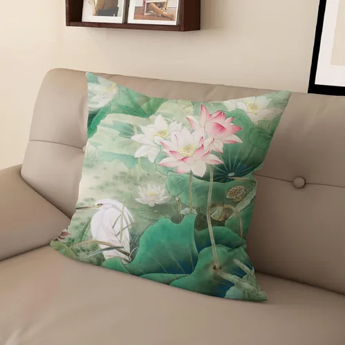 Miniatura 4 de Funda de almohada con estampado digital de loto zen chino, diseño de doble cara para sofá, sala de estar, decoración de dormitorio