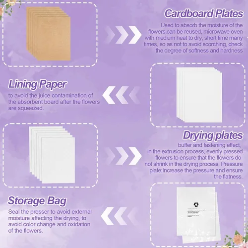 Miniatura 5 de Suziko Kit de prensa de flores grandes de 10.8 x 6.9 pulgadas para adultos, kit de preservación de flores y plantas, artes y manualidades