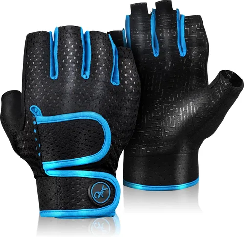 MOREOK Guantes de entrenamiento acolchados para levantamiento de pesas para hombres y mujeres, [gel de 0.197 in] guantes de gimnasio con agarre sin