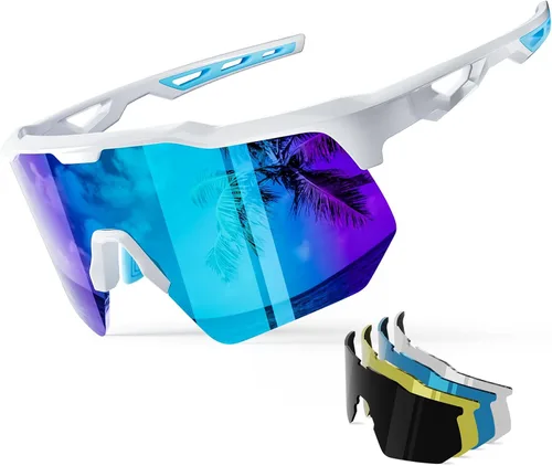 HAAYOT Gafas de sol deportivas polarizadas para hombres y mujeres, jóvenes, béisbol, ciclismo, correr, softbol, ciclismo, 5 lentes