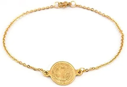 Miniatura 3 de HGTTH - Medalla de San Benito de acero inoxidable para mujer Medalla San Benito Acero Inoxidable 71in acero
