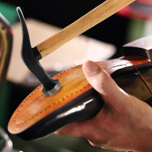 Miniatura 9 de Martillo de reparación de zapatos, herramienta de artesanía de cuero con mango de madera, mazo de zapatero de bricolaje para zapatos de tachuela