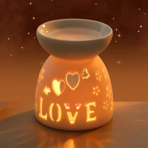 AUNMAS Candelabro blanco con fragancia de cerámica, lámpara de noche, esencia, aceite, incienso, aromaterapia, estufa para decoración del hogar,