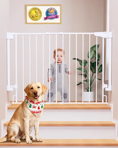 Miniatura 11 de Cumbor 29.2–43" Puerta de bebé para escaleras, de montaje en pared (se requiere taladrar), puerta para perros expandible sin barra inferior, puerta