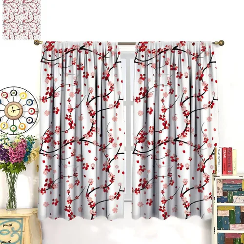 Miniatura 3 de Spring Cherry Curtains, Floral Pink Flowers Plum Blossom Japanese Asian Style Window Drapes, for Bedroom Living Room 41" W X 45" L (No Blackout)