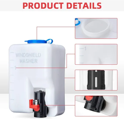 Miniatura 7 de Kit de bomba universal para limpiaparabrisas de coche de KEMIMOTO con recipiente de líquido, interruptor de botón de chorro de bomba, tanque