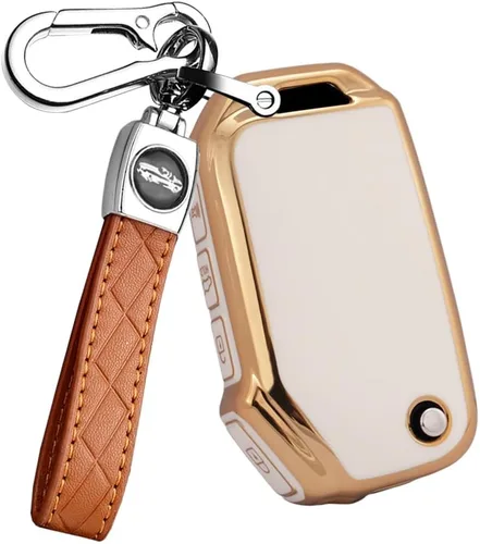 ontto Funda para llavero de 4 botones para Kia, compatible con llave remota plegable, suave y duradera, funda de llave de TPU para Kia Seltos Forte