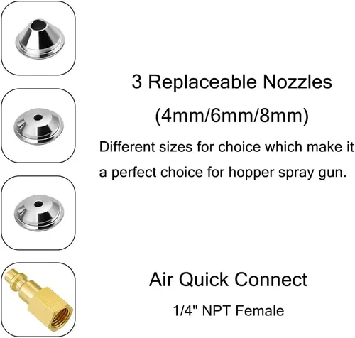 Miniatura 3 de Joywayus Air Hopper - Pistola pulverizadora con boquilla de 0.157 in/0.236 in/0.315 in, textura de pintura, pulverizador de pintura para paneles