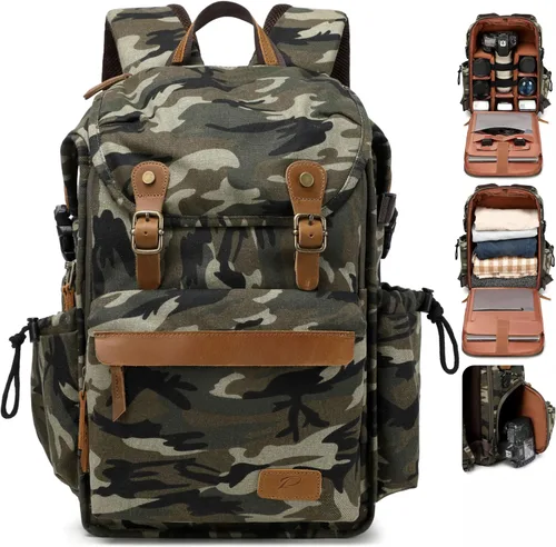 Miniatura 10 de Padwa Lifestyle Mochila negra para cámara – Bolsa profesional para cámara DSLR y UAV, mochila de lona antirrobo para cámara con cubierta
