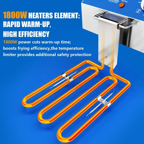 Miniatura 4 de TOPKITCH Freidora Eléctrica Profunda de 6L con Envase de Aceite Extraíble y Asa, Cesta de Malla de Alambre Sólido y Tapa, Freidoras Comerciales