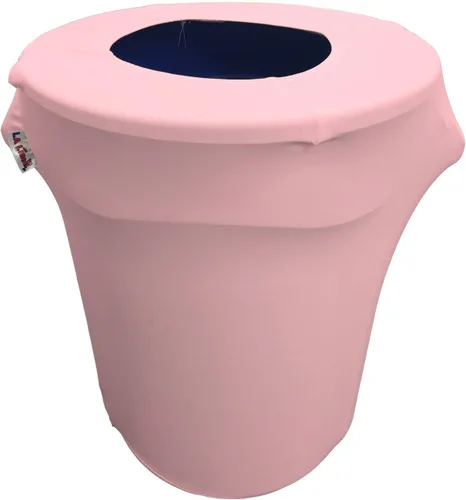 Miniatura 31 de LA Linen Cubierta para cubo de basura ajustable de elastano elástico de 32 galones, cubierta redonda para contenedor de residuos, decoración de Gris