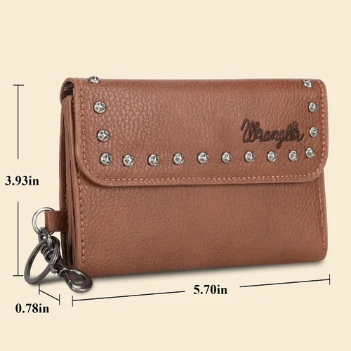 Miniatura 5 de Wrangler Cartera para mujer, delgada, triple, para tarjetas de crédito y organizadores de dinero, A-Marrón