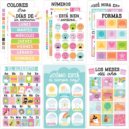 Miniatura 13 de Hadley Designs Carteles de español para el aula – 12 carteles educativos bilingües para decoraciones de aula de español imprescindibles, calendario