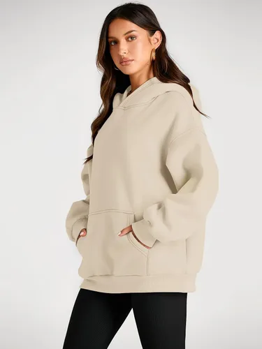 Miniatura 134 de Trendy Queen - Sudaderas extragrandes con capucha para mujer, suéteres de manga larga, sin botones, de vellón, de otoño, ropa de invierno