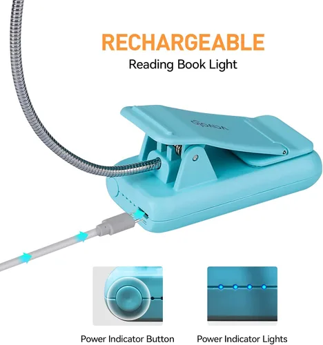 Miniatura 4 de VAVOFO Luz de Lectura Recargable, Bloqueo de Luz Azul, Luz de Lectura Ámbar 1600K con Clip, Cuidado de los Ojos 7 LEDs Luz de Libro para Niños