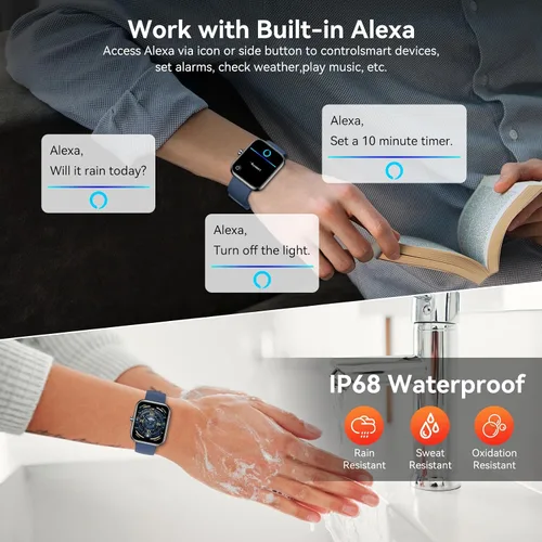 Miniatura 5 de BOOOMIC Reloj inteligente para hombres y mujeres con Alexa integrado, 1.83 pulgadas HD Full Touch, llamadas Bluetooth, monitor de sueño