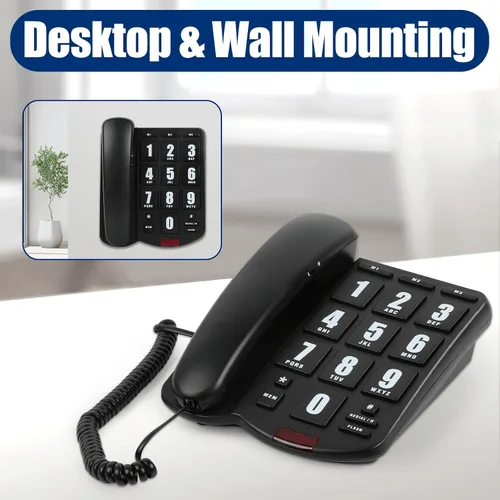 Miniatura 7 de Teléfonos fijos para personas mayores, teléfono de botón grande con volumen alto y marcaciones de velocidad de un toque, teléfono con cable