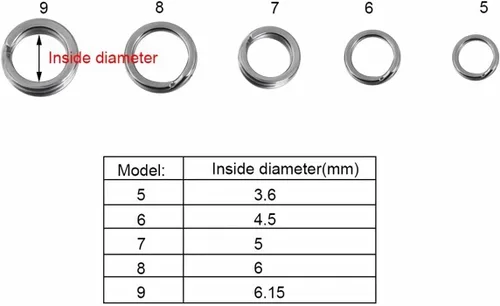 Miniatura 6 de 200 anillos divididos de acero inoxidable de 5 tamaños, anillos divididos resistentes, conectores sólidos, aparejos de pesca, anillo de aparejos