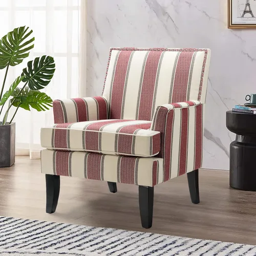Miniatura 24 de HULALA HOME Silla de Acento Moderna con Brazos y Patas de Madera, Silla de Acento de Mediados de Siglo Sillón con Respaldo Alto, Reposabrazos