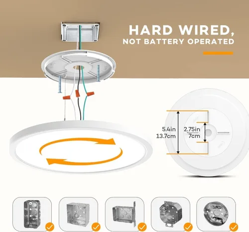 Miniatura 6 de BLNAN Lámpara de techo LED regulable con control remoto, 12 pulgadas, 3000 K-6500 K, color de luz ajustable, moderna lámpara de techo ultrafina