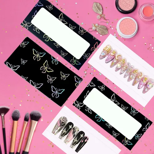 Miniatura 2 de 71 Piezas Caja de Embalaje Vacía de Uñas a Presión 35 Piezas Papeles de Fondo Blanco y 1 Cinta Adhesiva de Doble Cara, Juego de Caja Vacía de Uñas