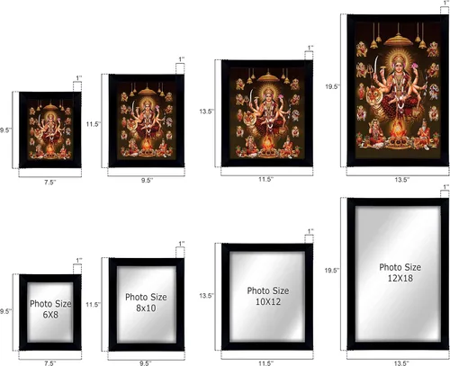 Miniatura 4 de Marco de fotos de Dios Durga en 9 formas, póster con marco de diosa hindú propicio para decoración de pared, hogar, oficina, templo, 6 x 8 pulgadas