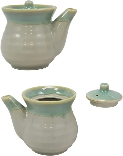 Dispensador de botellas de salsa de soja japonesa, paquete de 2, olla de cerámica Shoyu con tapa, servidor de salsa de soja tradicional estilo