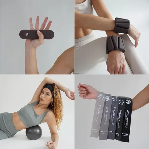 Miniatura 7 de Pilates Pro Power Pack – Esenciales de entrenamiento – Pesas de mano de 2.2 libras, pesas de tobillo/muñeca de 2.2 libras, bandas de resistencia