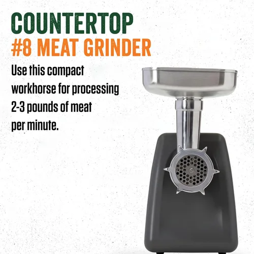 Miniatura 3 de LEM Productos # 8 Molinillo de carne de encimera, molinillo de carne eléctrico de aluminio de 575 vatios para uso doméstico, procesador de alimentos