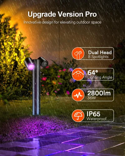 Miniatura 6 de Luces de Camino Inteligentes Lumary Pro 700LM, Luces de Paisaje RGBAICW con Cambio de Color con 8 Focos Ajustables de 355° IP65 Impermeables