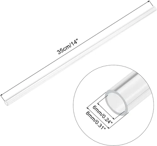 Miniatura 2 de MECCANIXITY Tubo Redondo Rígido Transparente de Acrílico 6mm (1/4") ID 8mm (5/16") OD 356mm para Lámparas y Linternas, Sistema de Refrigeración por