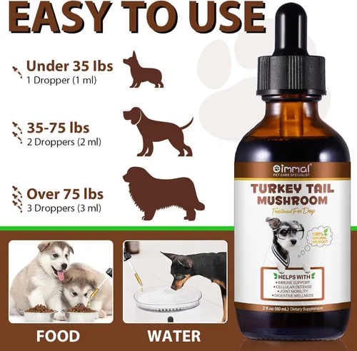 Miniatura 5 de Hongo de cola de pavo para perros, mezcla de hongos, cúrcuma y probiótico para apoyo inmunológico, digestivo y articular, cola de pavo para perros