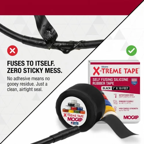 Miniatura 2 de X-Treme Tape MOCAP Cinta Eléctrica de Servicio Pesado, Goma de Silicona Autofusible, Cinta Flexible Impermeable y Aislante, Eléctrica para Negro