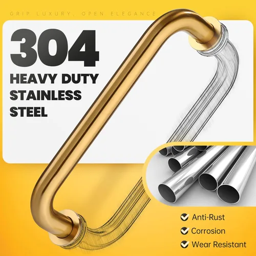 Miniatura 2 de Kolet Manija de puerta de ducha, manija de puerta de ducha de vidrio de centro a centro de 8 pulgadas, acero inoxidable 304, compatible con vidrio
