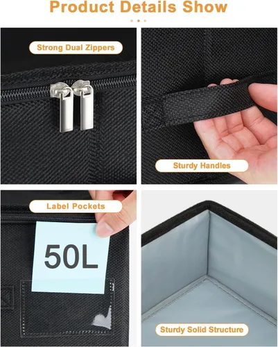 Miniatura 6 de Contenedor de almacenamiento para debajo de la cama, paquete de 3 bolsas de almacenamiento debajo de la cama con tapa, organizador de almacenamiento