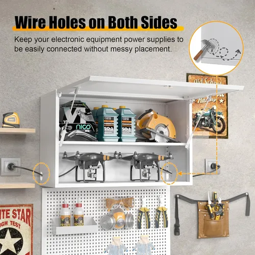 Miniatura 6 de Armario de Pared de Garaje de Metal, Armario de Almacenamiento de Pared con Puerta con Cerradura y Estante Ajustable, Armarios de Taller de Acero