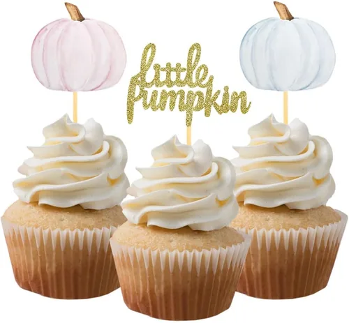Miniatura 9 de Pumpkin Oh Baby - Decoración para cupcakes con temática de calabaza, para baby shower, cumpleaños, Acción de Gracias, Halloween, fiesta, suministros